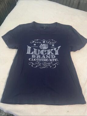 Lucky Brand Navy Graphic Tee with White Print